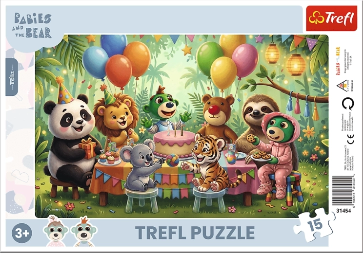 Puzzle med Treflík og den lille bjørn: søde dyreunger, 15 brikker