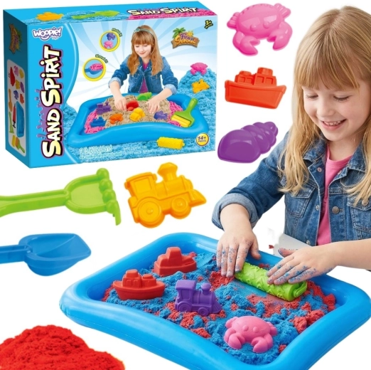 Woopie Sand Spirit kinetisk sand – sæt med oppusteligt bassin og forme 3+