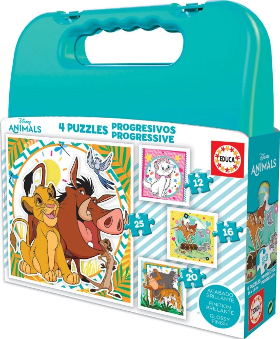 Puslespil i kuffert Disney dyr 4-i-1
