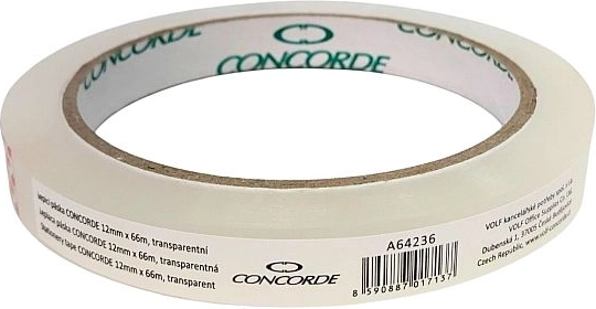 Klar tape CONCORDE 12 mm × 66 m, transparent