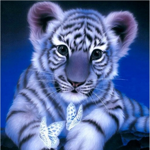 Diamantmaling – sne-tigerunge 30 × 30 cm