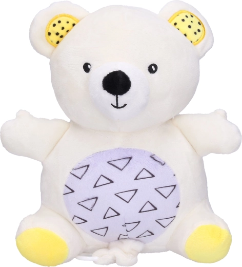 Plysbamse med snoretræk og vuggevise, 19 cm