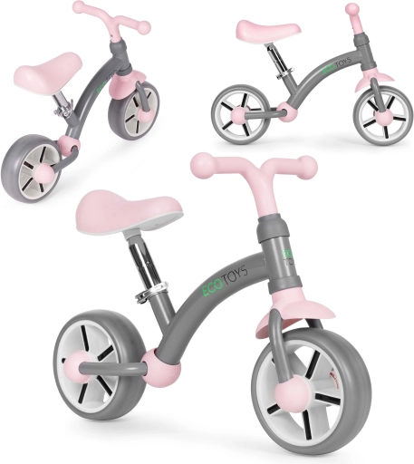Løbecykel ECOTOYS med EVA-hjul og justerbart sæde, grå
