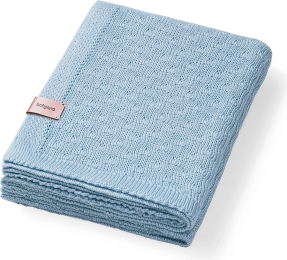 BabyOno strikket bambustæppe til baby, blå 75 × 100 cm