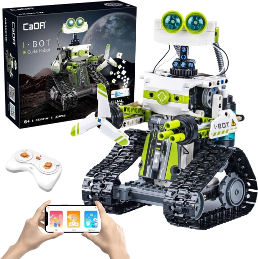 Byggesæt CaDA I.BOT Code Robot RC med LED, programmering og dual styring, 434 dele