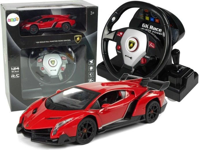 Fjernstyret Lamborghini Veneno Rød 2,4G Ratpilot Lyd og lys 1:24