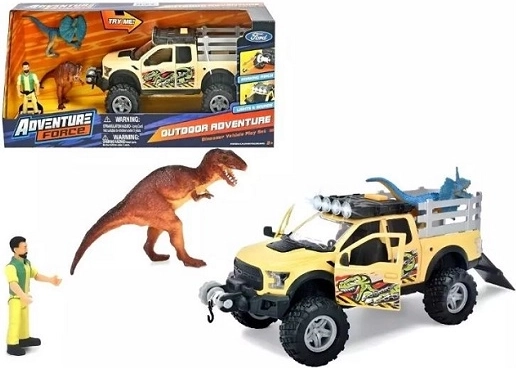Adventure Force jeep og dinosaur med lys og lyd