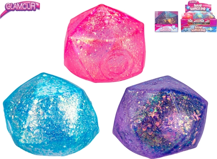 Glamour antistressbold diamant med glitrende slim
