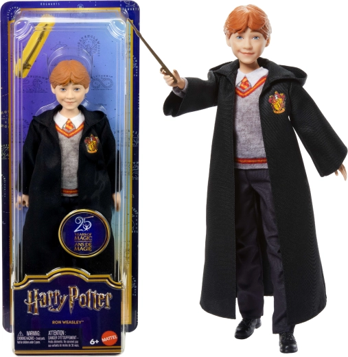 Ron Weasley-dukke i troldmandskostume med tryllestav
