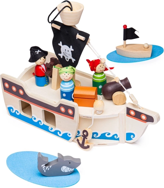 Træpiratskib med tilbehør fra Bigjigs Toys