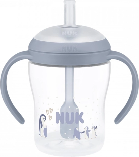 NUK Perfect Match træningssutteflaske med silikonsugerør 150 ml, pingvin