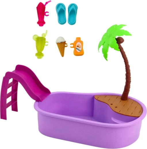 Pool med rutsjebane og palme