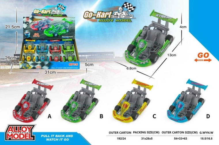 Gokart med pull-back, 13 cm