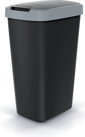 Affaldsspand Compacta Q Flap 45 l, sort med lysegråt låg