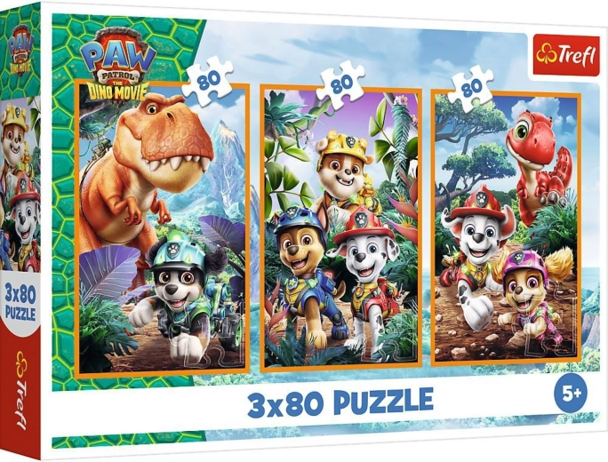 Puzzle 3-i-1 Paw Patrol: dinosaurhelte (3×80 brikker)