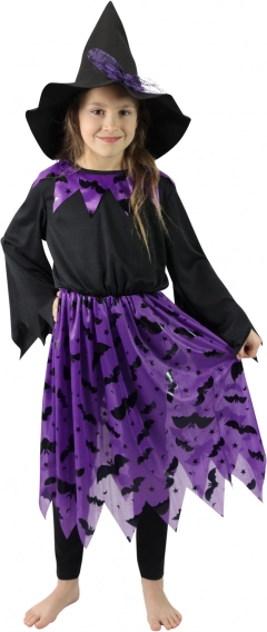 Børnekostume heks med hat og flagermus
