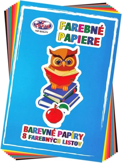 Mappe med farvet A4-papir, 8 ark, 80 g/m²