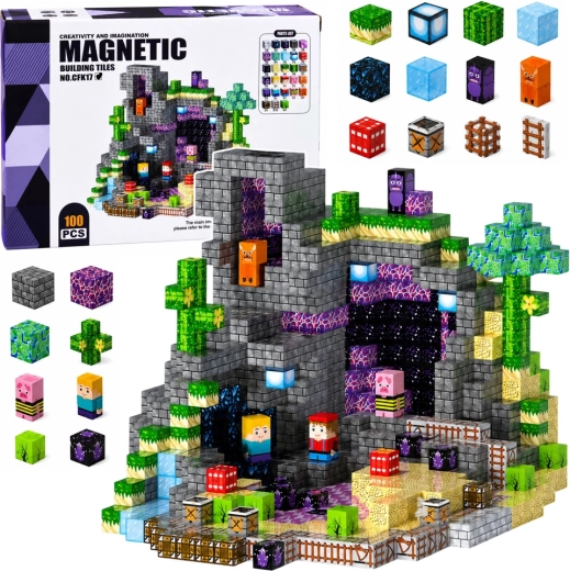 Magnetiske pixelklodser – byggesæt med 100 dele