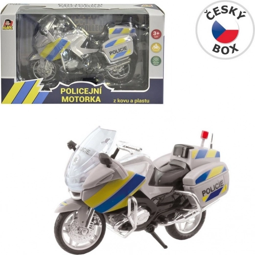 Politimotorcykel i metal 18 cm sølvfarvet