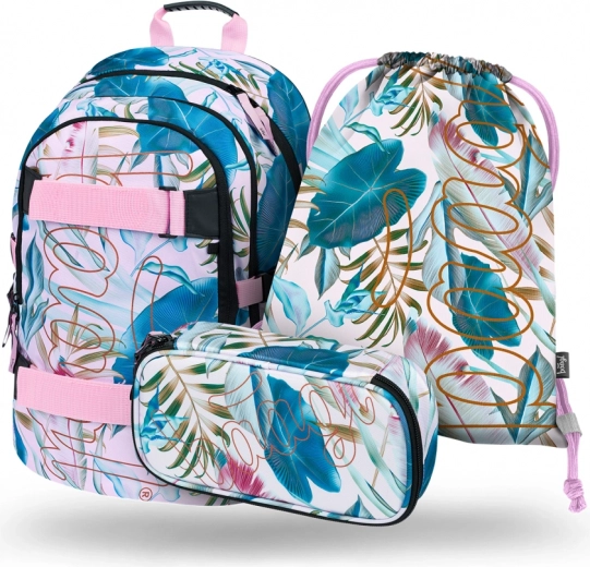 Sæt BAAGL Skate Leafs: rygsæk, penalhus og pose