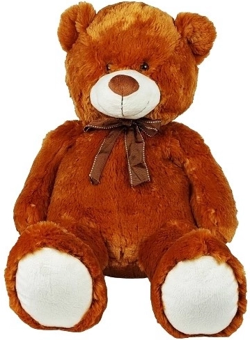 Plysset bamse med sløjfe 70 cm brun