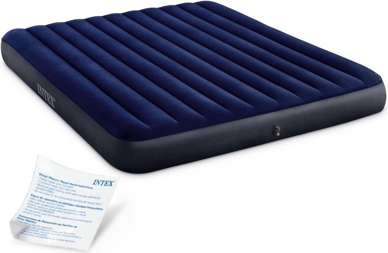 Oppustelig dobbeltmadras INTEX med velouroverflade 203 × 183 × 25 cm