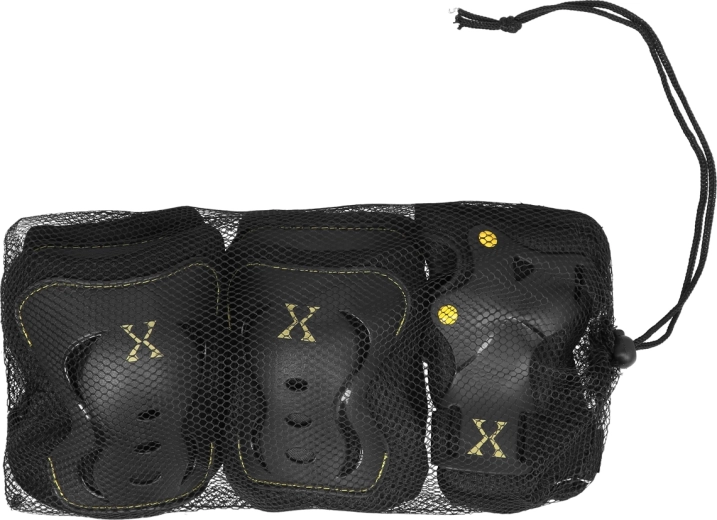 Sæt med beskyttere til knæ, albuer og håndled NILS Extreme H320, sort‑gul – XL