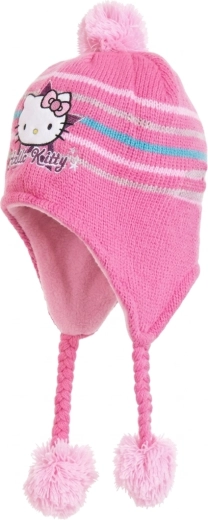Strikket hue med Hello Kitty
