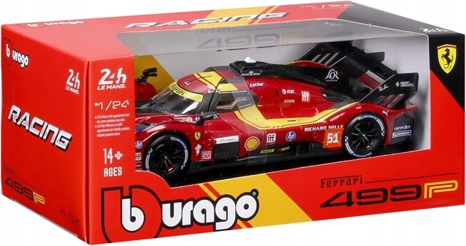 BBU Ferrari Racing 499P Le Mans rød #51 modelbil 1:24