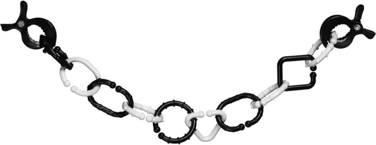 Profibaby sort-hvid plastkæde til barnevogn med clips