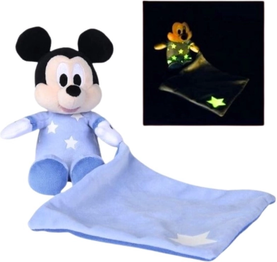 Plysset krammeklud Mickey Mouse, der lyser i mørke