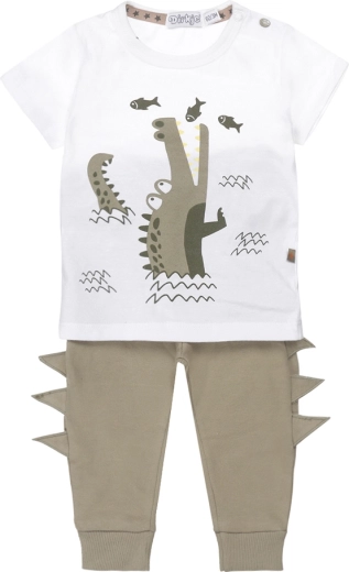 DIRKJE børnesæt med kortærmet T-shirt og sweatpants til drenge, hvid, str. 56