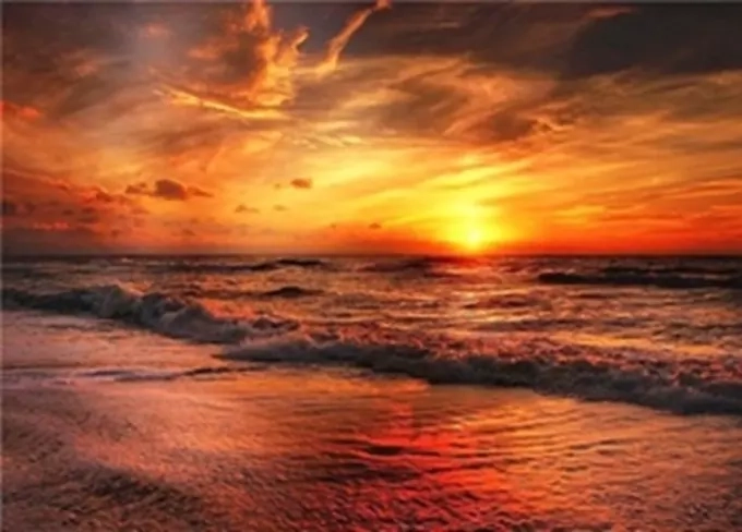 Diamantmaleri Havet ved solnedgang 30 × 40 cm