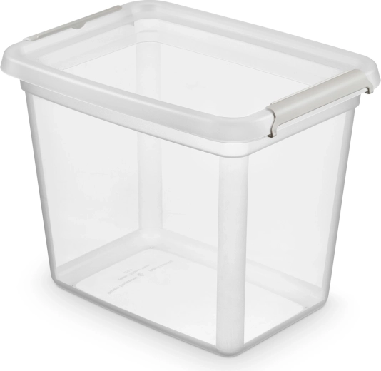 Basestore plastopbevaringskasse med låg og klips 20 l