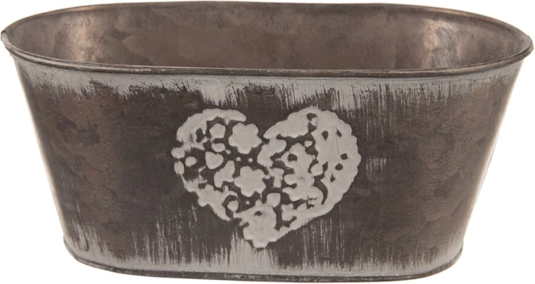 Brun metalblomsterpotte i hjerteform 20 × 12 × 10 cm