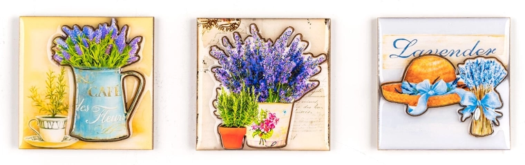 Magneter Lavender – sæt med 3 stk., mix af dekorer