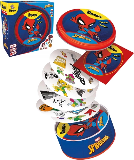 Asmodee Dobble Spider-Man – hurtigt observationsspil i metaldåse