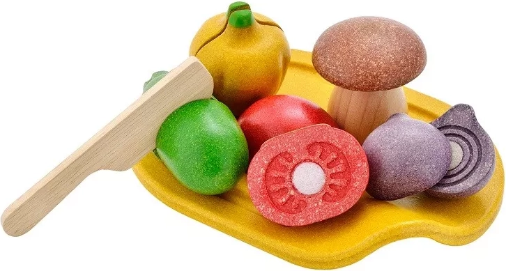 PlanToys træ-skæresæt med grøntsager