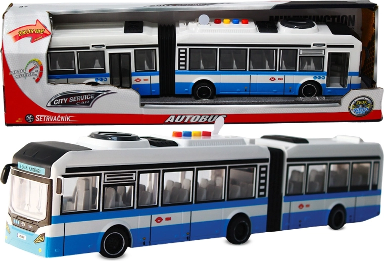 Ledbus 1:16 blå med lyde og friktionsmotor