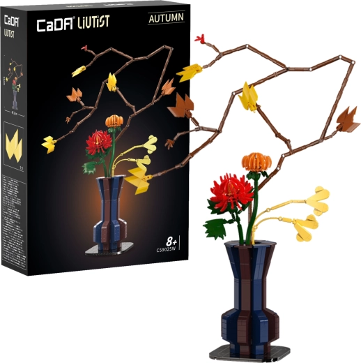 Byggesæt CaDA Floral Art Autumn Ember – blomsterarrangement 61 cm, 794 klodser