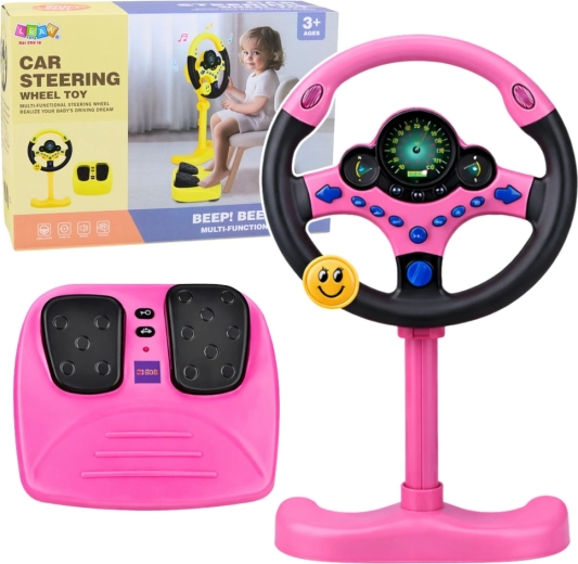 Interaktivt børnerat med stativ og pedaler, pink