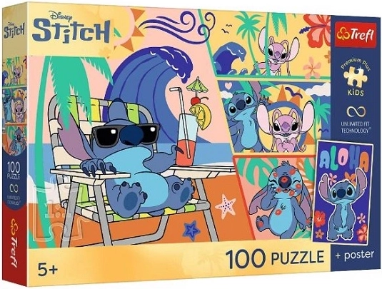 Premium puzzle pro til børn Lilo og Stitch – Stranddage 100 brikker