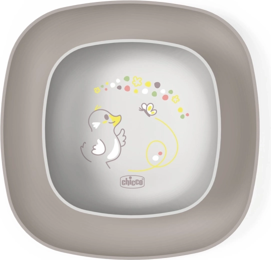 Chicco spisesæt skål og tallerken grå 12m+