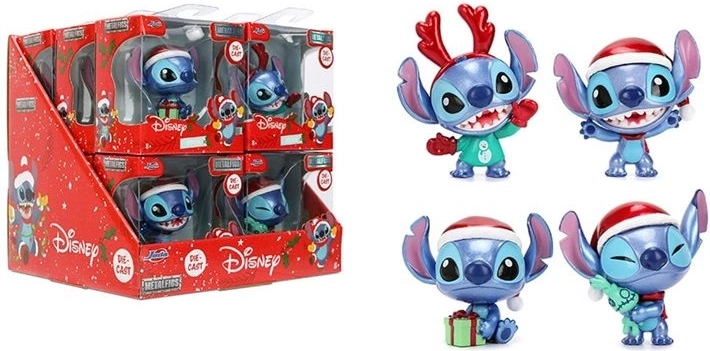 Metalfigur STITCH 6,5 cm med nissehue – samlerudgave fra Jada Toys