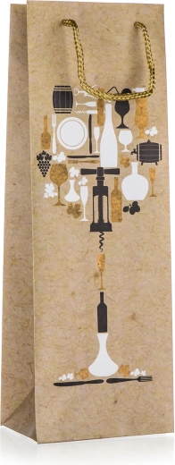 Gavepose til flaske med glas-motiv 12 × 35 × 9 cm