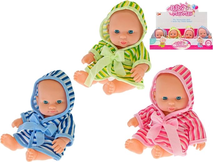 Baby i stribet badekåbe 20 cm