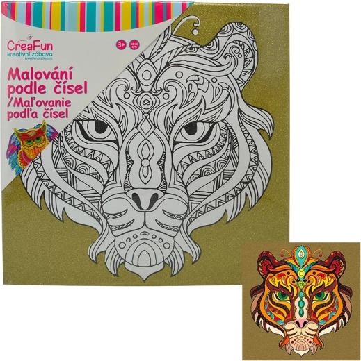 Maling efter skabelon på lærred – tiger 30 × 30 cm