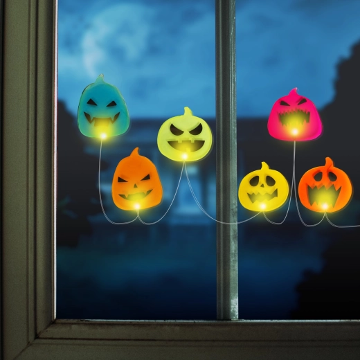 Halloween LED-vinduesdekoration med græskar 85 cm