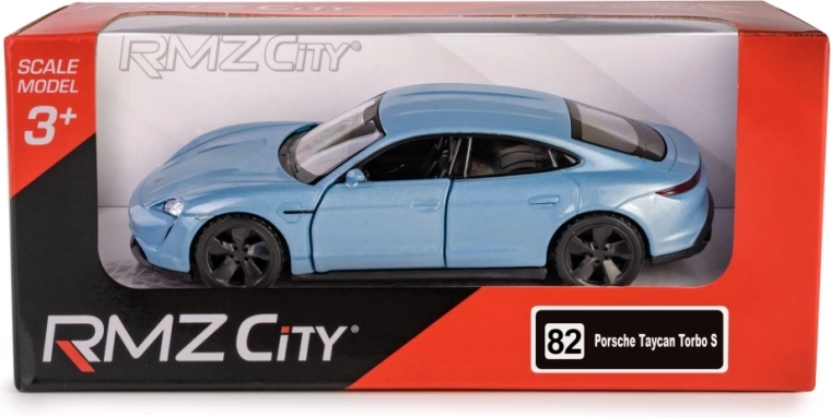 Metal modelbil PORSCHE Taycan Turbo S 2020 med pull-back drev – blå (1:40)