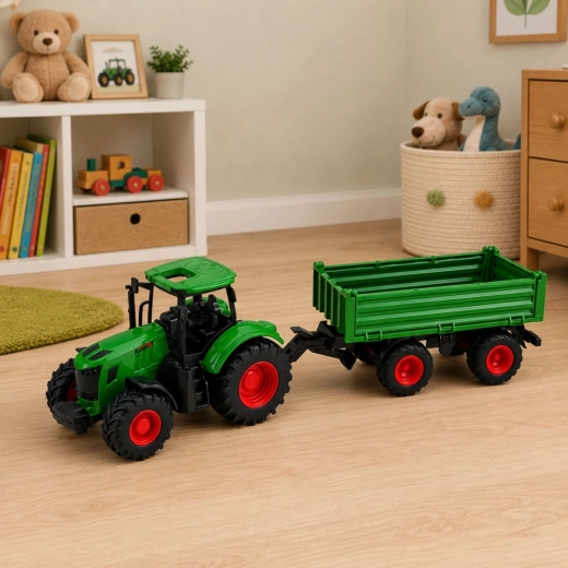 Traktor med anhænger til realistisk gårdleg